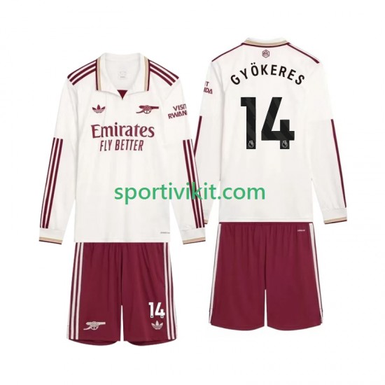 Completo da calcio Bambini Arsenal Gyokeres 14 Maglia Terza 2025-2026 Manica Lunga