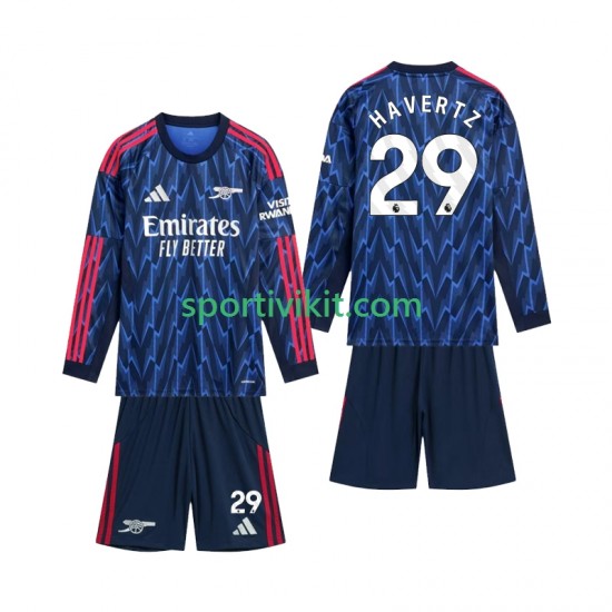 Completo da calcio Bambini Arsenal Havertz 29 Maglia Seconda 2025-2026 Manica Lunga