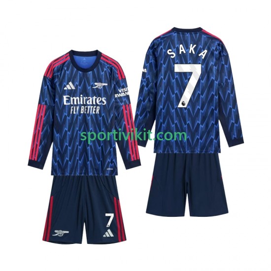 Completo da calcio Bambini Arsenal Saka 7 Maglia Seconda 2025-2026 Manica Lunga