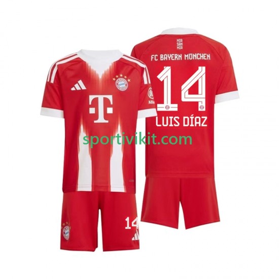 Completo da calcio Bambini FC Bayern München Luis Diaz 14 Maglia Prima 2025-2026 Manica Corta