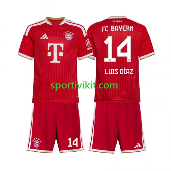 Completo da calcio Bambini FC Bayern München Luis Diaz 14 Maglia Prima 2026-2027 Manica Corta