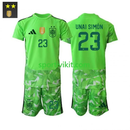 Completo da calcio Bambini Spagna Portiere Unai Simon 23 Maglia Terza 2026-2027 Manica Corta