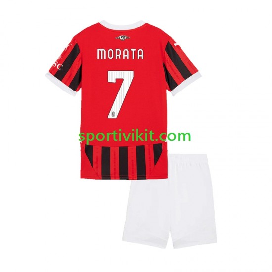 Completo da calcio Bambini AC Milan Alvaro Morata 7 Maglia Prima 2024-2025 Manica Corta