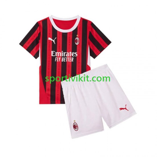 Completo da calcio Bambini AC Milan Maglia Prima 2024-2025 Manica Corta Completo da calcio Bambini AC Milan Maglia Prima 2024-2025 Manica Corta