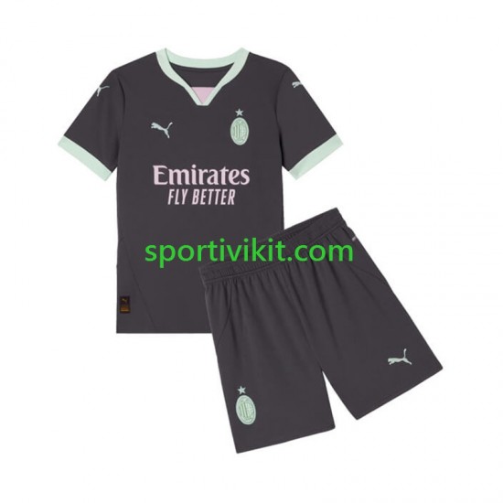 Completo da calcio Bambini AC Milan Maglia Terza 2024-2025 Manica Corta Completo da calcio Bambini AC Milan Maglia Terza 2024-2025 Manica Corta