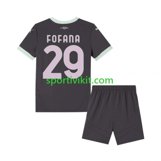 Completo da calcio Bambini AC Milan Fofana 29 Maglia Terza 2024-2025 Manica Corta Completo da calcio Bambini AC Milan Fofana 29 Maglia Terza 2024-2025 Manica Corta