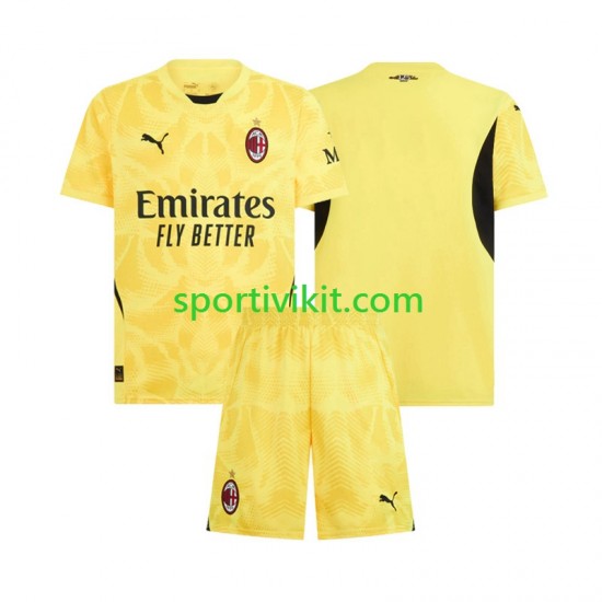 Completo da calcio Bambini AC Milan Portiere Maglia Seconda 2024-2025 Manica Corta Completo da calcio Bambini AC Milan Portiere Maglia Seconda 2024-2025 Manica Corta