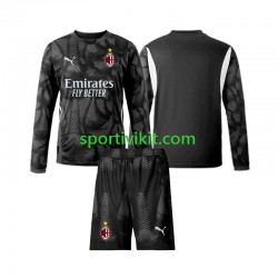 Completo da calcio Bambini AC Milan Portiere Nero Maglia Prima 2024-2025 Manica Lunga