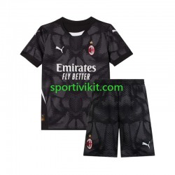 Completo da calcio Bambini AC Milan Portiere Nero Maglia Prima 2024-2025 Manica Corta