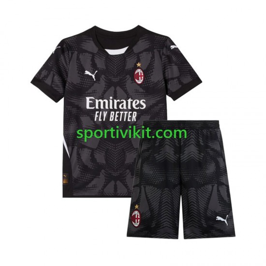 Completo da calcio Bambini AC Milan Portiere Nero Maglia Prima 2024-2025 Manica Corta Completo da calcio Bambini AC Milan Portiere Nero Maglia Prima 2024-2025 Manica Corta