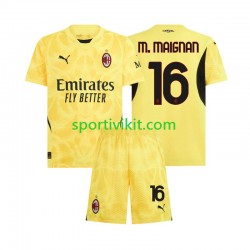 Completo da calcio Bambini AC Milan Portiere Mike Maignan 16 Maglia Seconda 2024-2025 Manica Corta
