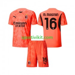 Completo da calcio Bambini AC Milan Portiere Mike Maignan 16 Maglia Quarto 2024-2025 Manica Corta