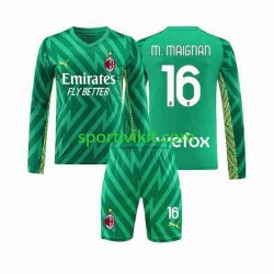 Completo da calcio Bambini AC Milan Portiere Mike Maignan 16 Maglia Prima 2023-2024 Manica Lunga