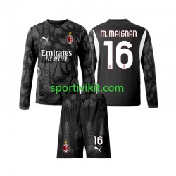 Completo da calcio Bambini AC Milan Portiere Mike Maignan 16 Nero Maglia Prima 2024-2025 Manica Lunga