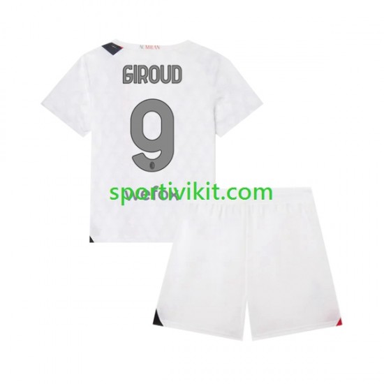 Completo da calcio Bambini AC Milan Olivier Giroud 9 Maglia Seconda 2023-2024 Manica Corta