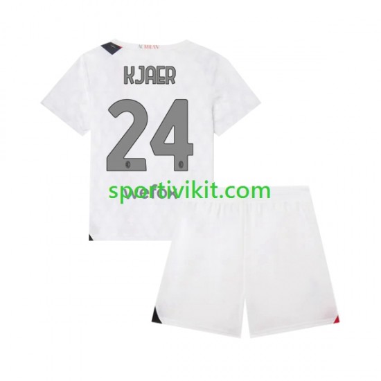 Completo da calcio Bambini AC Milan Simon Kjaer 24 Maglia Seconda 2023-2024 Manica Corta
