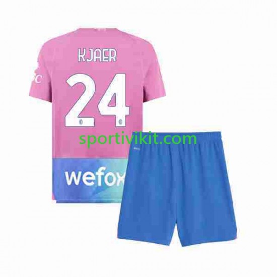 Completo da calcio Bambini AC Milan Simon Kjaer 24 Maglia Terza 2023-2024 Manica Corta Completo da calcio Bambini AC Milan Simon Kjaer 24 Maglia Terza 2023-2024 Manica Corta