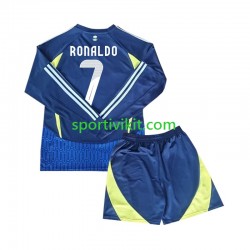 Completo da calcio Bambini Al-Nassr Cristiano Ronaldo 7 Maglia Seconda 2024-2025 Manica Lunga