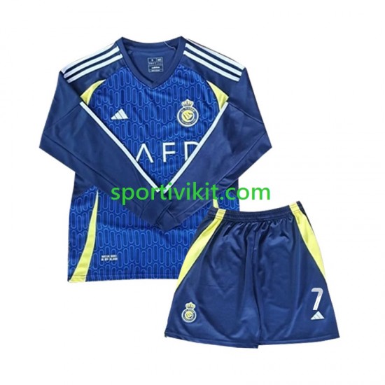 Completo da calcio Bambini Al-Nassr Cristiano Ronaldo 7 Maglia Seconda 2024-2025 Manica Lunga