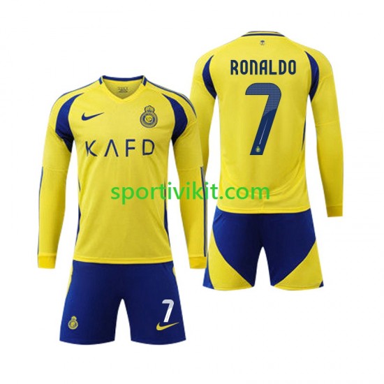 Completo da calcio Bambini Al-Nassr Cristiano Ronaldo 7 Maglia Prima 2024-2025 Manica Lunga Completo da calcio Bambini Al-Nassr Cristiano Ronaldo 7 Maglia Prima 2024-2025 Manica Lunga