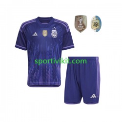 Completo da calcio Bambini Argentina 3 Stars Maglia Seconda Coppa del Mondo 2022 Manica Corta