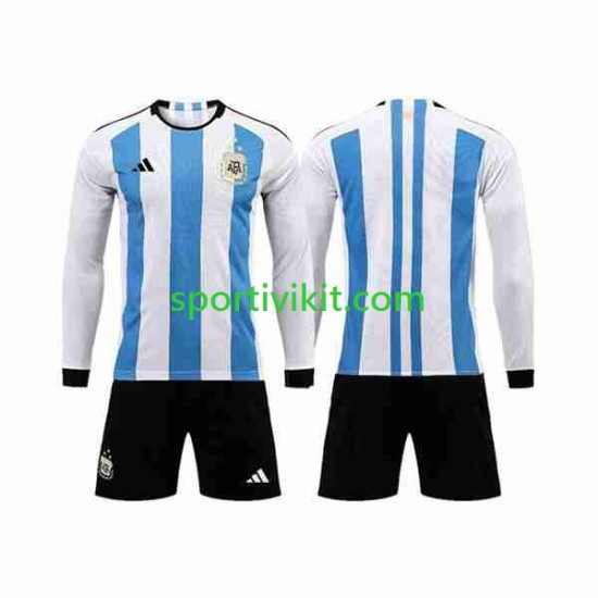 Completo da calcio Bambini Argentina 3 Stars Maglia Prima Coppa del Mondo 2022 Manica Lunga Completo da calcio Bambini Argentina 3 Stars Maglia Prima Coppa del Mondo 2022 Manica Lunga