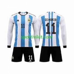 Completo da calcio Bambini Argentina 3 Stars Di Maria 11 Maglia Prima Coppa del Mondo 2022 Manica Lunga