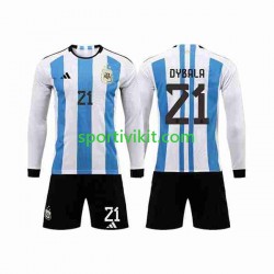 Completo da calcio Bambini Argentina 3 Stars Paulo Dybala 21 Maglia Prima Coppa del Mondo 2022 Manica Lunga