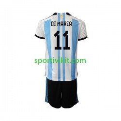 Completo da calcio Bambini Argentina Di Maria 11 Maglia Prima Coppa del Mondo 2022 Manica Corta
