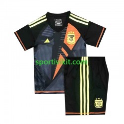Completo da calcio Bambini Argentina Portiere Nero Maglia Prima 2024 Manica Corta