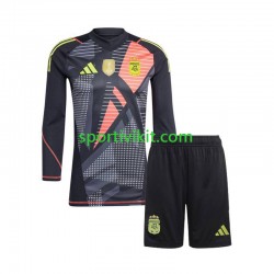 Completo da calcio Bambini Argentina Portiere Nero Maglia Prima 2024 Manica Lunga