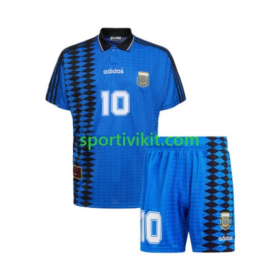 Completo da calcio Bambini Argentina MARADONA 10 Retro 1994 Maglia Seconda Manica Corta Completo da calcio Bambini Argentina MARADONA 10 Retro 1994 Maglia Seconda Manica Corta