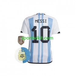 Argentina Messi 10 3 Stars Uomo Maglia Prima Coppa del Mondo 2022 Manica Corta