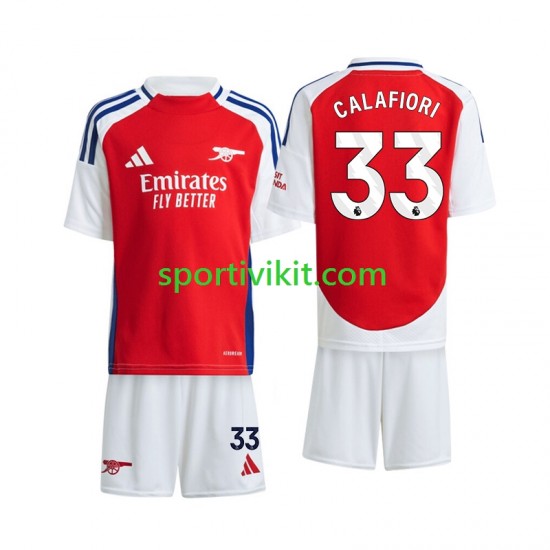 Completo da calcio Bambini Arsenal Calafiori 33 Maglia Prima 2024-2025 Manica Corta