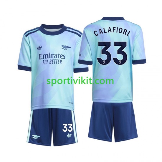 Completo da calcio Bambini Arsenal Calafiori 33 Maglia Terza 2024-2025 Manica Corta Completo da calcio Bambini Arsenal Calafiori 33 Maglia Terza 2024-2025 Manica Corta