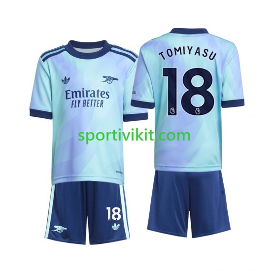 Completo da calcio Bambini Arsenal Takehiro Tomiyasu 18 Maglia Terza 2024-2025 Manica Corta Completo da calcio Bambini Arsenal Takehiro Tomiyasu 18 Maglia Terza 2024-2025 Manica Corta