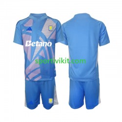 Completo da calcio Bambini Aston Villa Portiere Blu Maglia Terza 2024-2025 Manica Corta