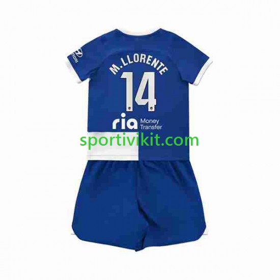 Completo da calcio Bambini Atlético Madrid 2 Marcos Llorente 14 Maglia Seconda 2023-2024 Manica Corta