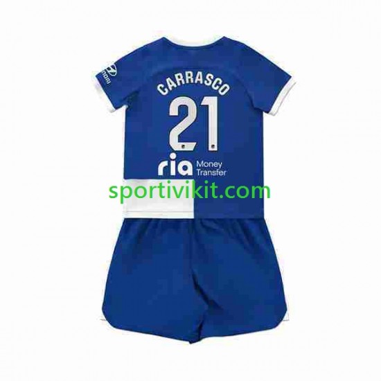 Completo da calcio Bambini Atlético Madrid 2 Yannick Carrasco 21 Maglia Seconda 2023-2024 Manica Corta
