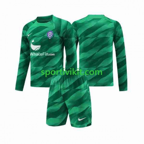 Completo da calcio Bambini Atlético Madrid Portiere Maglia Seconda 2023-2024 Manica Lunga