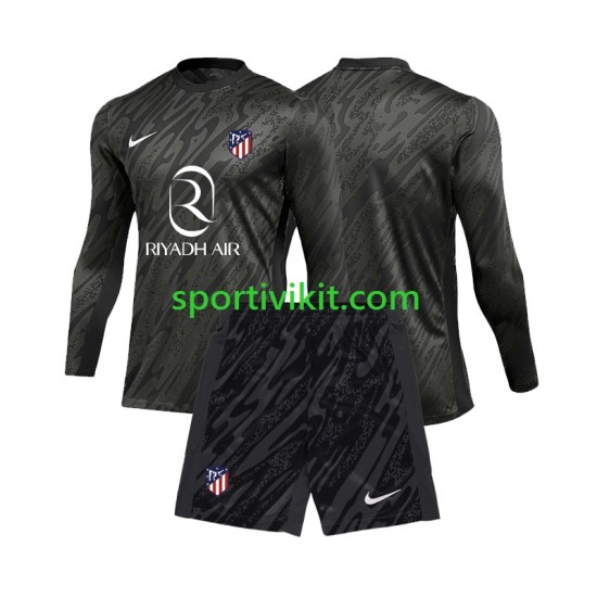 Completo da calcio Bambini Atlético Madrid Portiere Maglia Prima 2024-2025 Manica Lunga