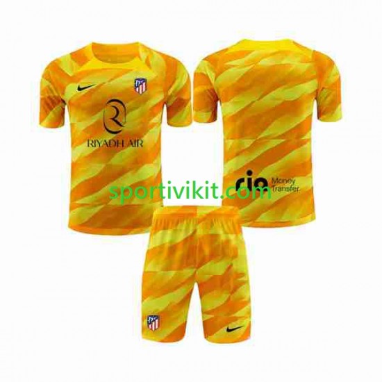 Completo da calcio Bambini Atlético Madrid Portiere Arancia Maglia 2023-2024 Manica Corta