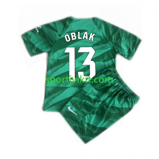 Completo da calcio Bambini Atlético Madrid Portiere Jan Oblak 13 Maglia Seconda 2023-2024 Manica Corta Completo da calcio Bambini Atlético Madrid Portiere Jan Oblak 13 Maglia Seconda 2023-2024 Manica Corta