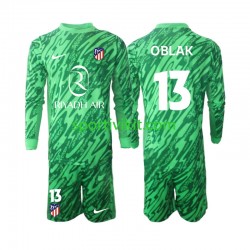 Completo da calcio Bambini Atlético Madrid Portiere Jan Oblak 13 Maglia Seconda 2024-2025 Manica Lunga