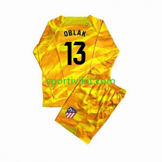 Completo da calcio Bambini Atlético Madrid Portiere Jan Oblak 13 Arancia Maglia 2023-2024 Manica Lunga Completo da calcio Bambini Atlético Madrid Portiere Jan Oblak 13 Arancia Maglia 2023-2024 Manica Lunga