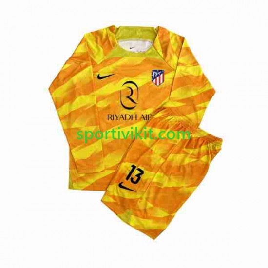 Completo da calcio Bambini Atlético Madrid Portiere Jan Oblak 13 Arancia Maglia 2023-2024 Manica Lunga