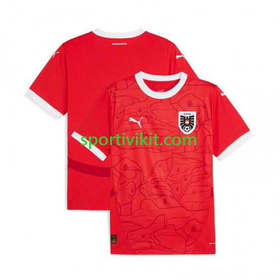Austria Rosso Uomo Maglia Prima Euro 2024 Manica Corta