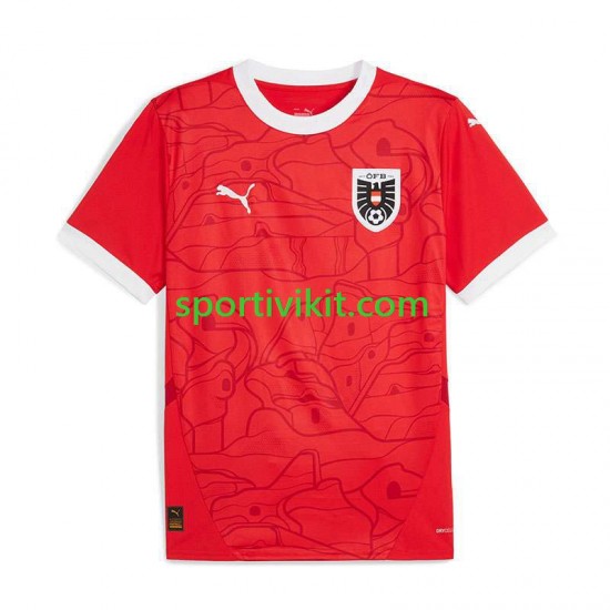 Austria Rosso Uomo Maglia Prima Euro 2024 Manica Corta