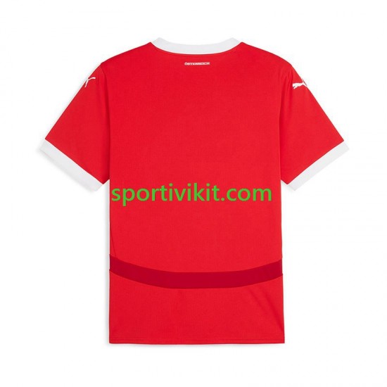 Austria Rosso Uomo Maglia Prima Euro 2024 Manica Corta