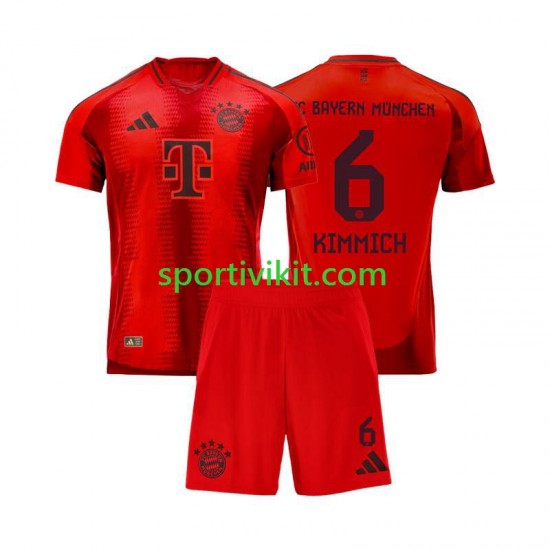 Completo da calcio Bambini FC Bayern München Joshua Kimmich 6 Rosso Maglia Prima 2024-2025 Manica Corta Completo da calcio Bambini FC Bayern München Joshua Kimmich 6 Rosso Maglia Prima 2024-2025 Manica Corta